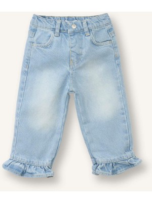 DeFacto Fırfırlı Wide Leg Pamuklu Pantolon Kız Bebek G8468A526SP