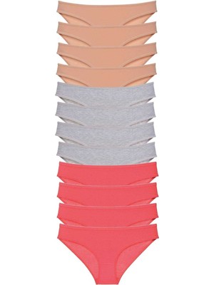 Miray Life 12 Adet Süper Eko Set Likralı Kadın Slip Külot Ten Gri Fuşya