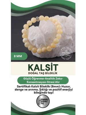 UltraMint Doğal Kalsit Taş Bileklik 8 Mm, Sertifikalı Şık Takı