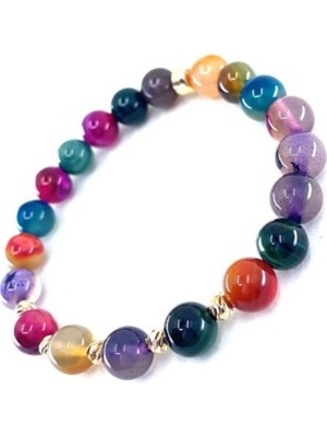 UltraMint Renkli Akik Taşından Doğal Bileklik, Şık ve Zarif Takı Seçeneği