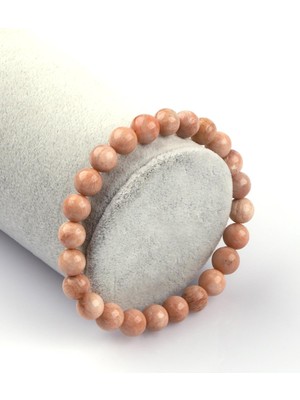 UltraMint Turuncu Ay Taşı Bileklik, 8mm Küre Kesim, Doğal Taş Takı