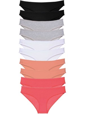 Miray Life 10 Adet Süper Eko Set Likralı Kadın Slip Külot Siyah Gri Beyaz Pudra Fuşya
