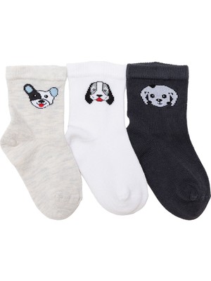 Hellobaby Hellobaby Erkek Bebek 3lü Soket Çorap Hayvan Baskılı Yok