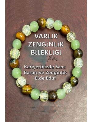 UltraMint Doğal Taş Zenginlik ve Varlık Bilekliği 8mm Sitrin Aventurin Kalan Gözü