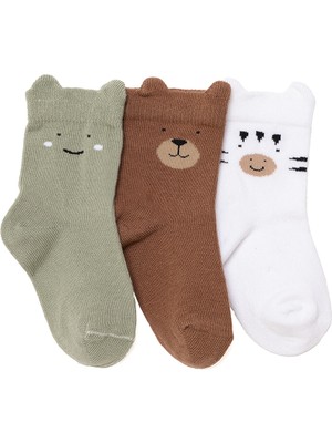 Hellobaby Hellobaby Erkek Bebek 3lü Soket Çorap Hayvan Baskılı Yok