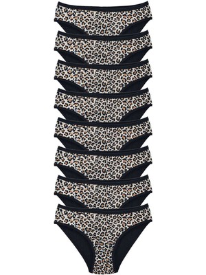 Miray Life 8 Adet Leopar Desenli Likralı Yumuşak Dokulu Kadın Slip Külot