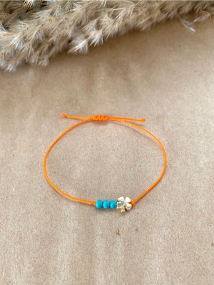 UltraMint Turuncu Yonca Taşlı Doğal Turkuaz Bileklik, Şık ve Enerjik Aksesuar