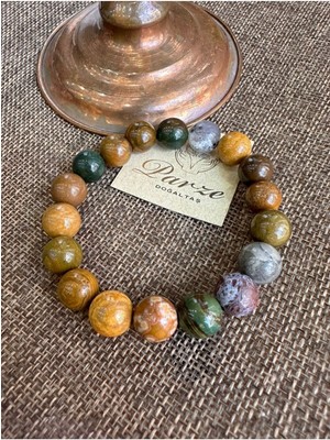 UltraMint Doğal Ocean Jasper Taş Bileklik, Şık ve Renkli Takı Aksesuarı