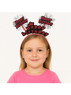 Ttt Kırmızı Renk Işıltılı Yazılı Doğum Günü Parti Tacı