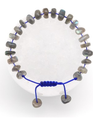 UltraMint Doğal Labradorit Taşlı Makrome Bileklik, Şekilsiz Tasarım