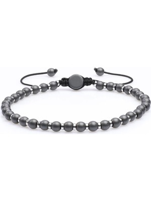 UltraMint Doğal Hematit Taşlı Unisex Ipli Ayarlanabilir Bileklik