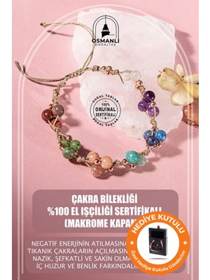 UltraMint Doğal Taşlı Makrome Çakra Bilekliği, Sevgililer Günü Hediye Kutusunda