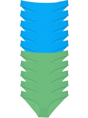 Miray Life 10 Adet Süper Eko Set Likralı Kadın Slip Yeşil Mavi