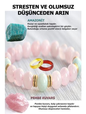 UltraMint Doğal Taş Stres ve Panik Atak Bilekliği, Akik Yüzük Hediye