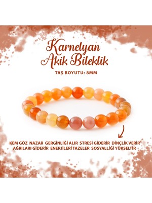 UltraMint Doğal 8mm Akik Taş Bileklik, Sertifikalı ve Şık Takı