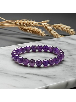 UltraMint Doğal Ametist Bileklik, Odaklanma ve Huzur Taşı, Sertifikalı Takı