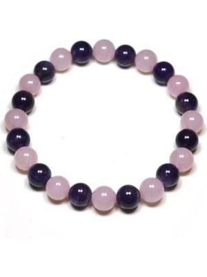 UltraMint Pembe Kuvars ve Ametist Doğal Taş Bileklik - Sevgi ve Enerji Dolu