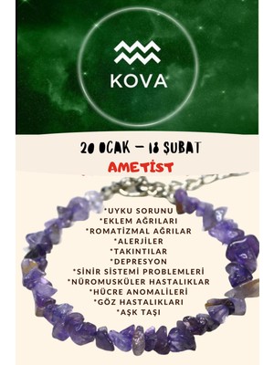 UltraMint Kova Burcu Için Sertifikalı Ametist Taşı Bileklik, Enerji ve Şifa Dolu