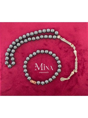 UltraMint Doğal Taş 33'lü Tesbih ve Bileklik Hediye Seti, Firüze ve Hematit