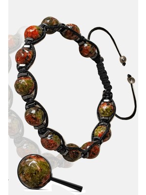 UltraMint Doğal Fasetli Unakit Taşı Bileklik, Ayarlanabilir ve Şık Tasarım