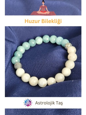 UltraMint Doğal Taş Huzur Bilekliği, Ay Taşı ve Akuamarin Taşıyla Şık Tasarım