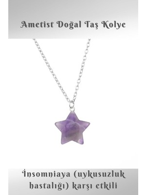 UltraMint Doğal Yıldız Ametist Taşlı Şık Kolye, Negatif Enerji Dengeleyici