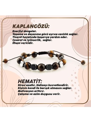 UltraMint Doğal Kaplan Gözü ve Hematit Taşlı 8mm Bileklik, Şıklık ve Enerji
