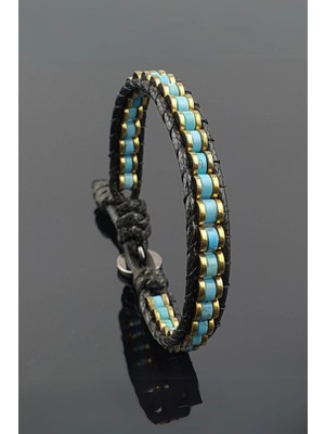 UltraMint Doğal Taş Bileklik, Turkuaz Tasarım, Slim Silindir, Kadın ve Erkek Için