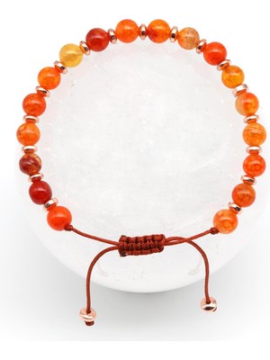 UltraMint El Yapımı Doğal Akik Taş Makrome Bileklik, Şık ve Renkli Takı