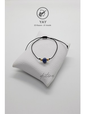 UltraMint Doğal Lapis Lazuli Yay Burcu Bileklik, 8mm Makrome Örgü, Şık Takı