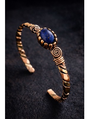 UltraMint Kadın Bakır Bileklik, Lapis Lazuli Taşlı Zarif Kelepçe Bilezik