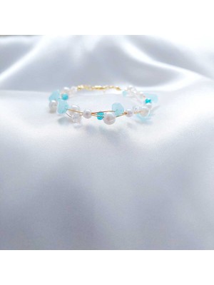 UltraMint Doğaltaşlı Inci ve Akuamarin Bileklik, Şık ve Özgün Tasarım