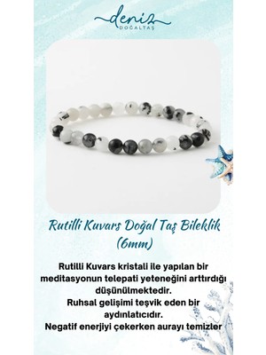 UltraMint Rutilli Kuvars Doğal Taş Bileklik 6mm, Enerji ve Şıklık Sunar