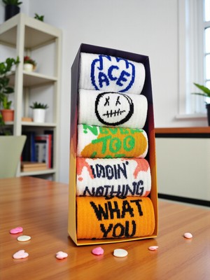 G Socks 5'li Spor Gym Desenli Renkli Çorap Kutusu