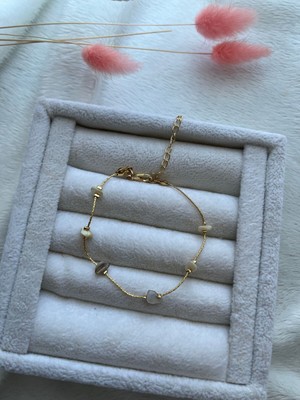 UltraMint Şık Kırık Sedef Taşlı Altın Kaplama Özel Tasarım Bileklik