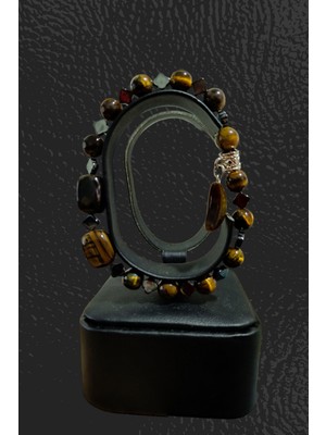 UltraMint Büyük Kaplan Gözü Taşı ve Yonca Hematit Taşlı Doğal Bileklik