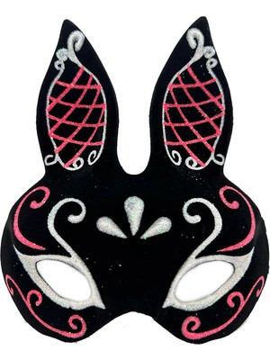 Ttt Siyah Süet Tavşan Maskesi Simli