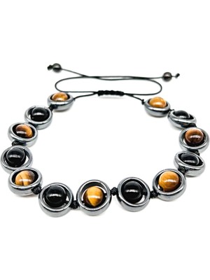 UltraMint Doğal Taş Bileklik, Kaplangözü, Oniks, Hematit, Şık ve Enerjik Tasarım