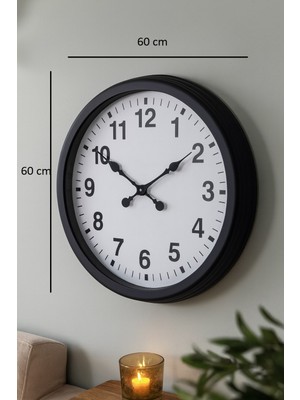 ForWhat Büro Ev Ofis Hediyesi Için 60CM Klasik Siyah Metal Duvar Saati