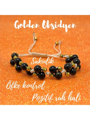 UltraMint 6mm Doğal Taş Golden Obsidyen Bileklik, Ayarlanabilir Ölçü, Sertifikalı