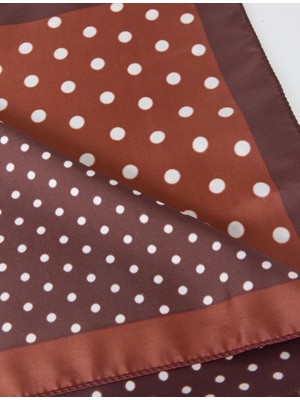 Jimmy Key Kahverengi Kare Desenli Puantiyeli Dokuma Eşarp