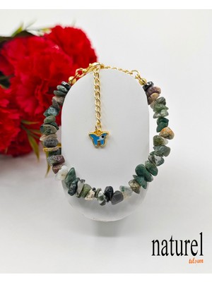 UltraMint Doğal Hint Akik Kırık Taş Kadın Bileklik, Şık ve Zarif Tasarım