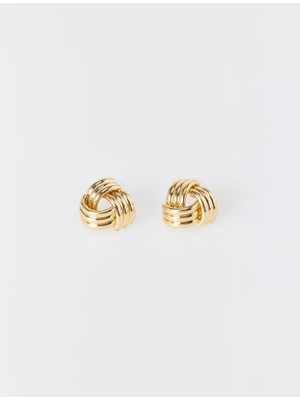 Jimmy Key Altın Rengi Burgu Formlu Parlak Küpe