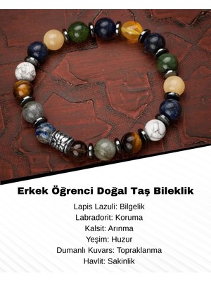 UltraMint Erkek Doğal Taş Bileklik Seti: Lapis Lazuli, Labradorit, Yeşim, Kuvars