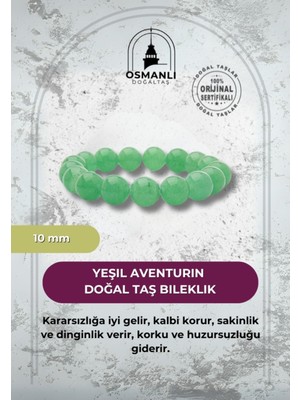 UltraMint Yeşil Aventurin 10MM Doğal Taş Bileklik, Şıklık ve Doğallık Için