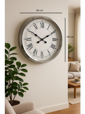 ForWhat Büro Ev Ofis Hediyesi Için 60CM Krom Metal Prestij Duvar Saati