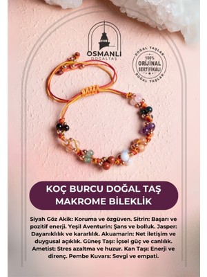 UltraMint Doğal Taş Makrome Bileklik, Koç Burcu Için Sertifikalı ve Şık Tasarım