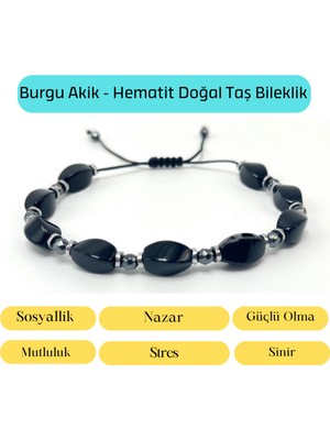 UltraMint Siyah Burgu Akik ve Hematit Makrome Doğal Taş Bileklik, Şık ve Enerjik Aksesuar
