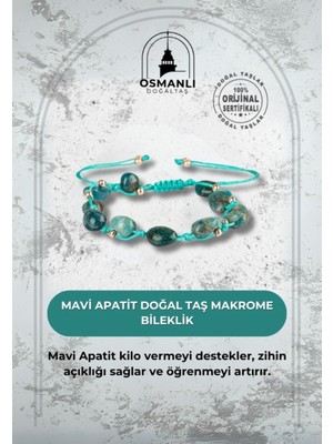 UltraMint Mavi Apatit Natürel Kesim Doğal Taş Makrome Bileklik, Şık ve Rahat Aksesuar