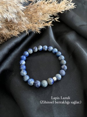 UltraMint Doğal Lapis Lazuli Taş Bileklik, Şık Takı, El Yapımı, Zarif Tasarım